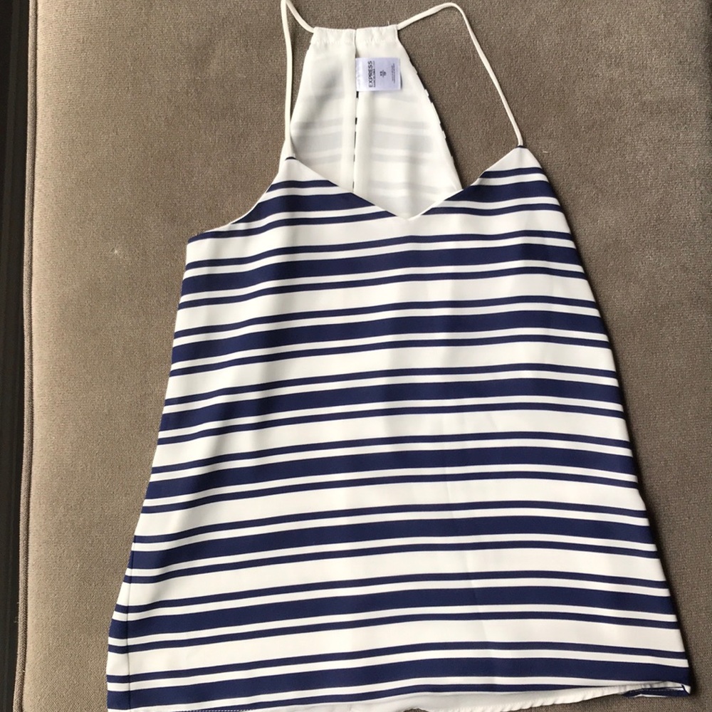 Navy and white striped tank top (Express)